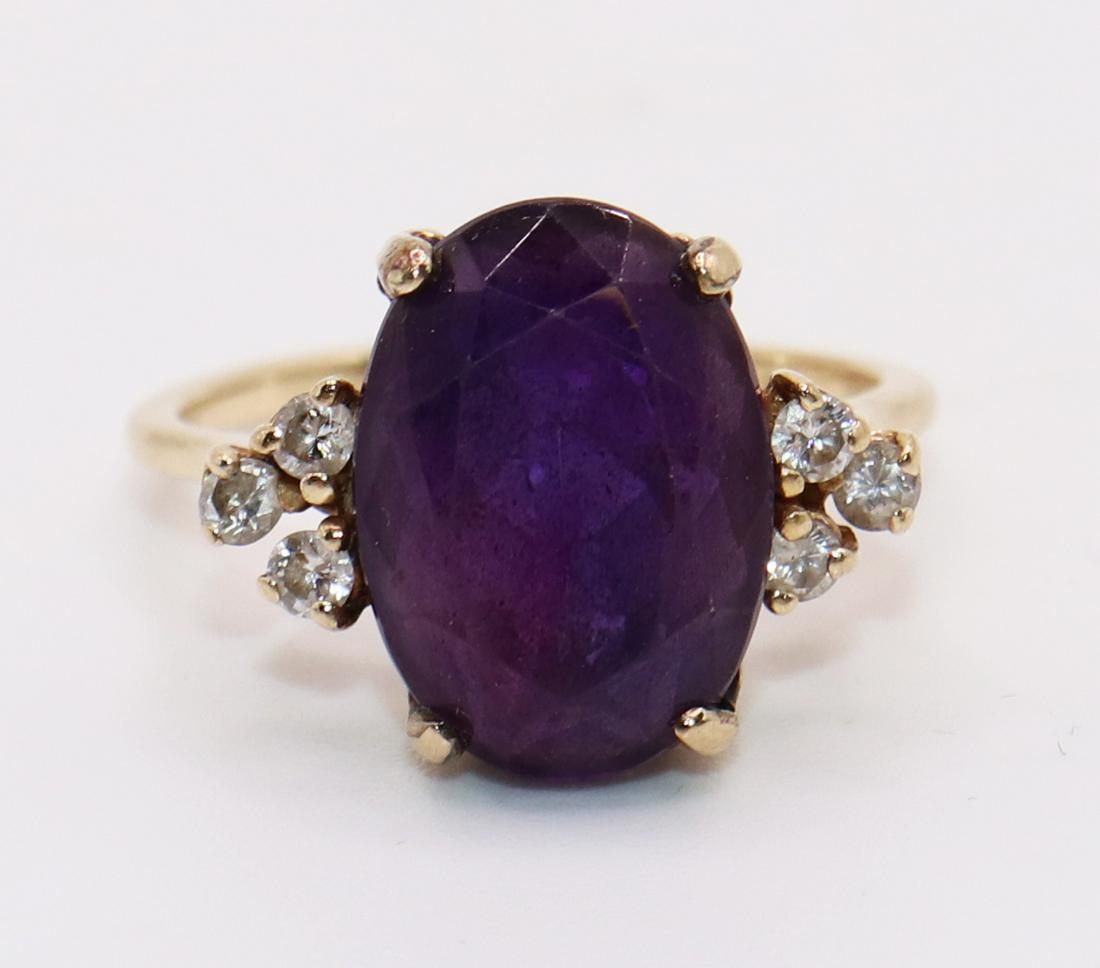 VINTAGE 14K AMETHYST & DIAMOND RING (1 of 4)