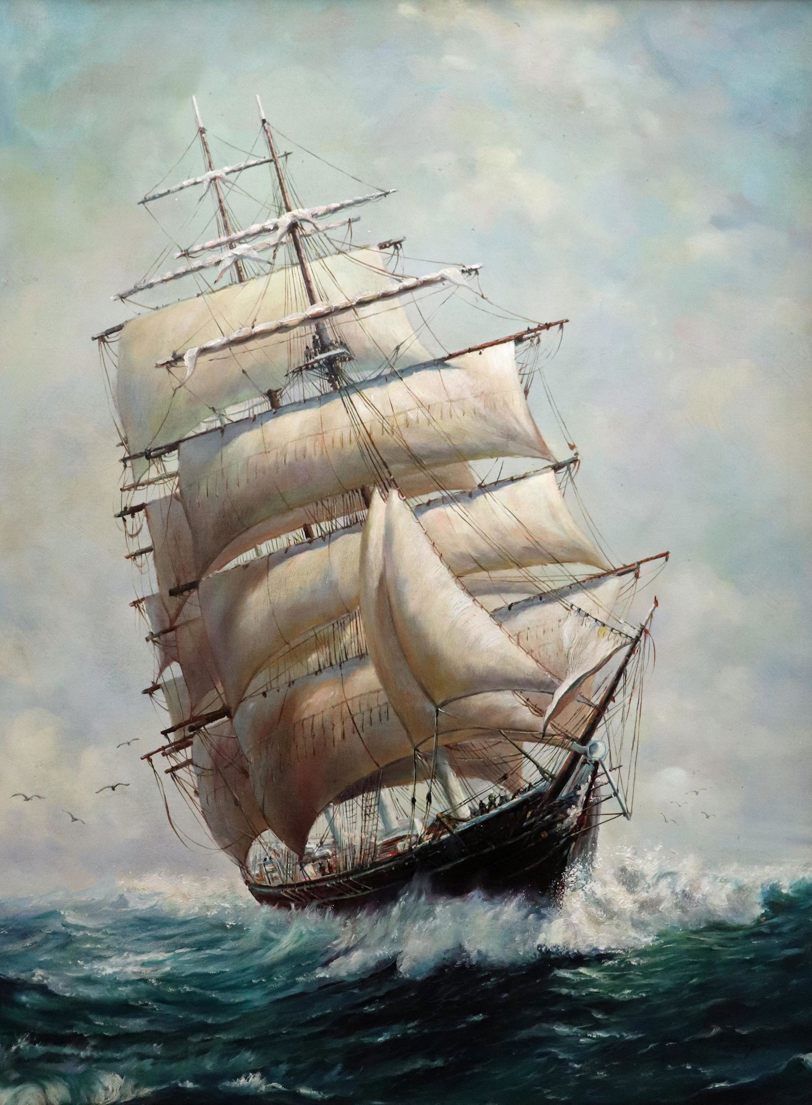 LARGE SAILING CLIPPER SHIP PAINTING (1 of 4)
