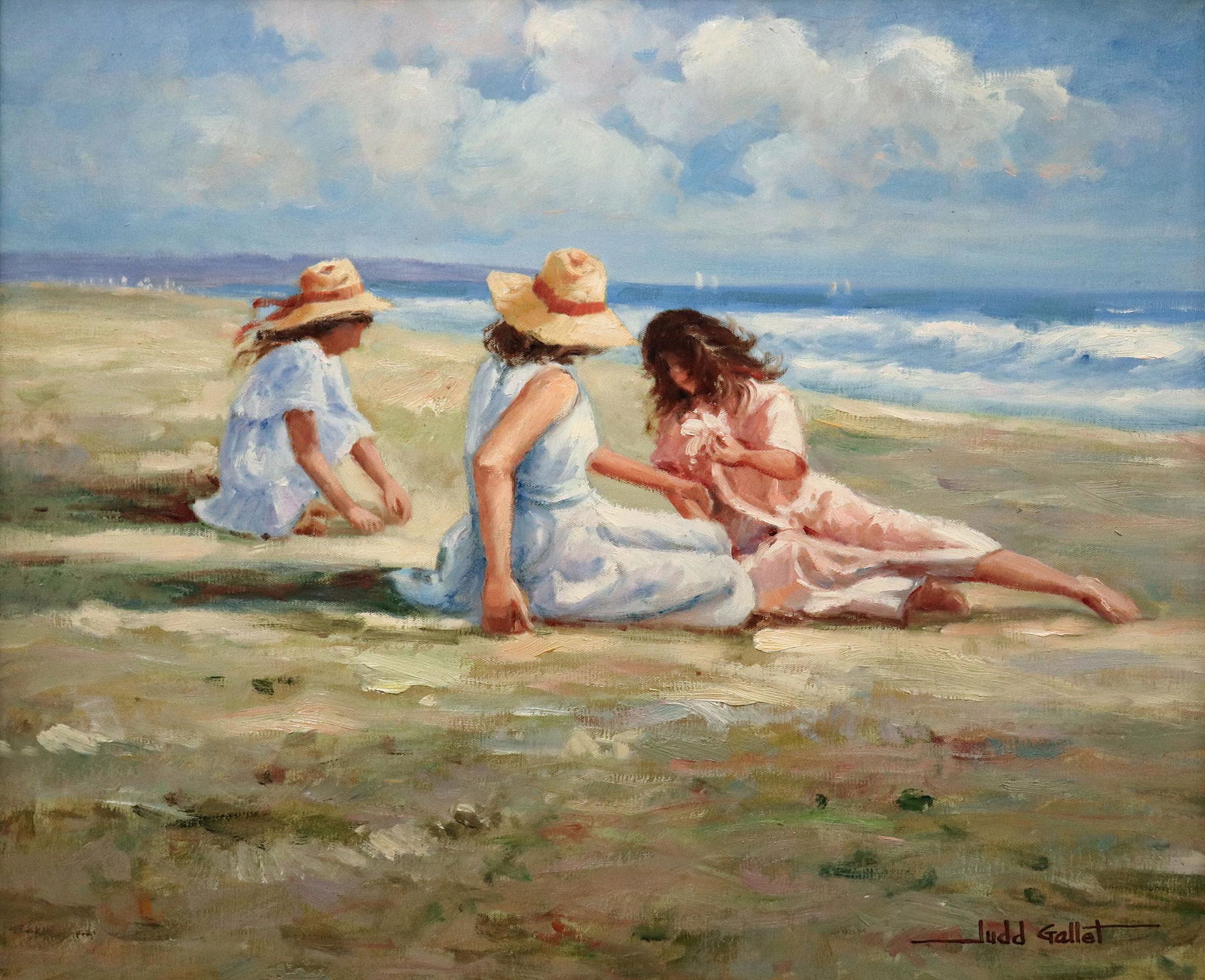 JUDD GALLET THREE FIGURES ON BEACH PAINTING (1 of 5)