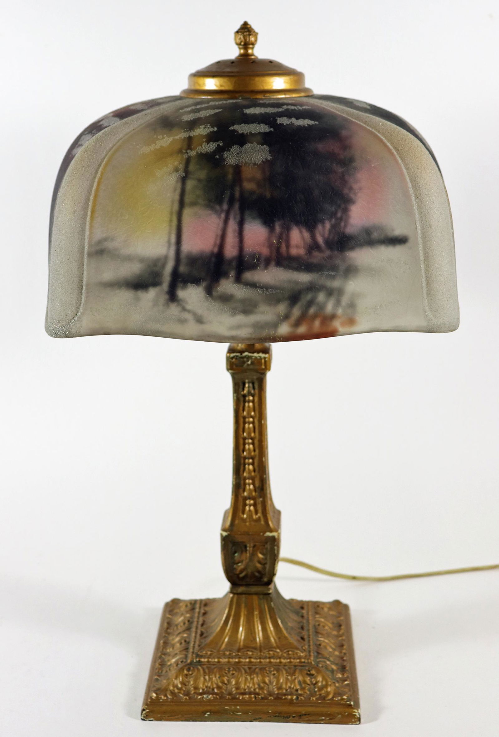 PITTSBURG REVERSE PAINTED GLASS LAMP (1 of 4)