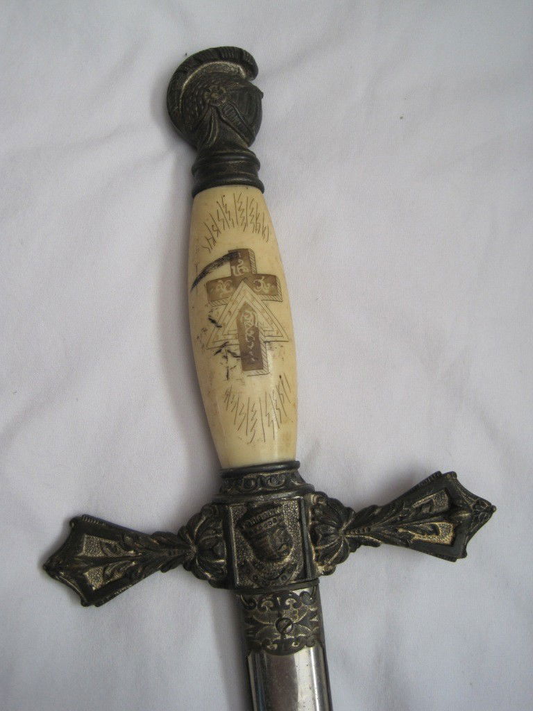 Knights Templar Sword w/ Scabbard: 38" Long. McKilley & Co Circa 1882-1925.