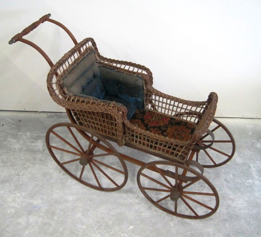 antique baby carriage wicker