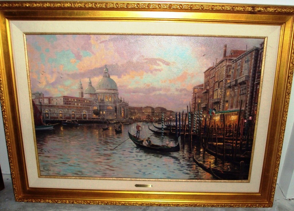 Thomas Kinkade Litho on Canvas: Venice Sunset on the Grand Canal 24"x36"