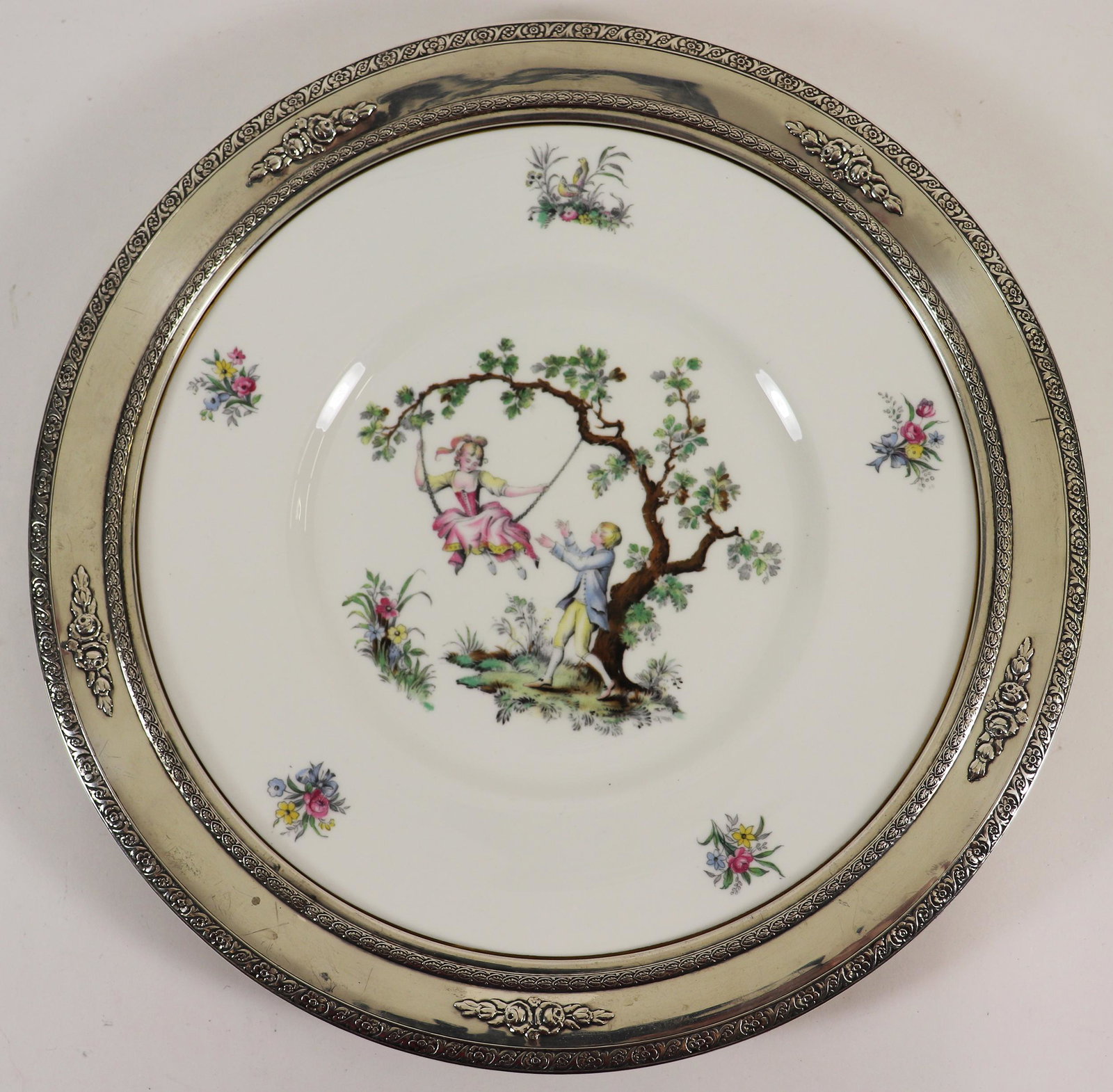 ROYAL WORCESTER CHARGER W/ STERLING RIM (1 of 3)