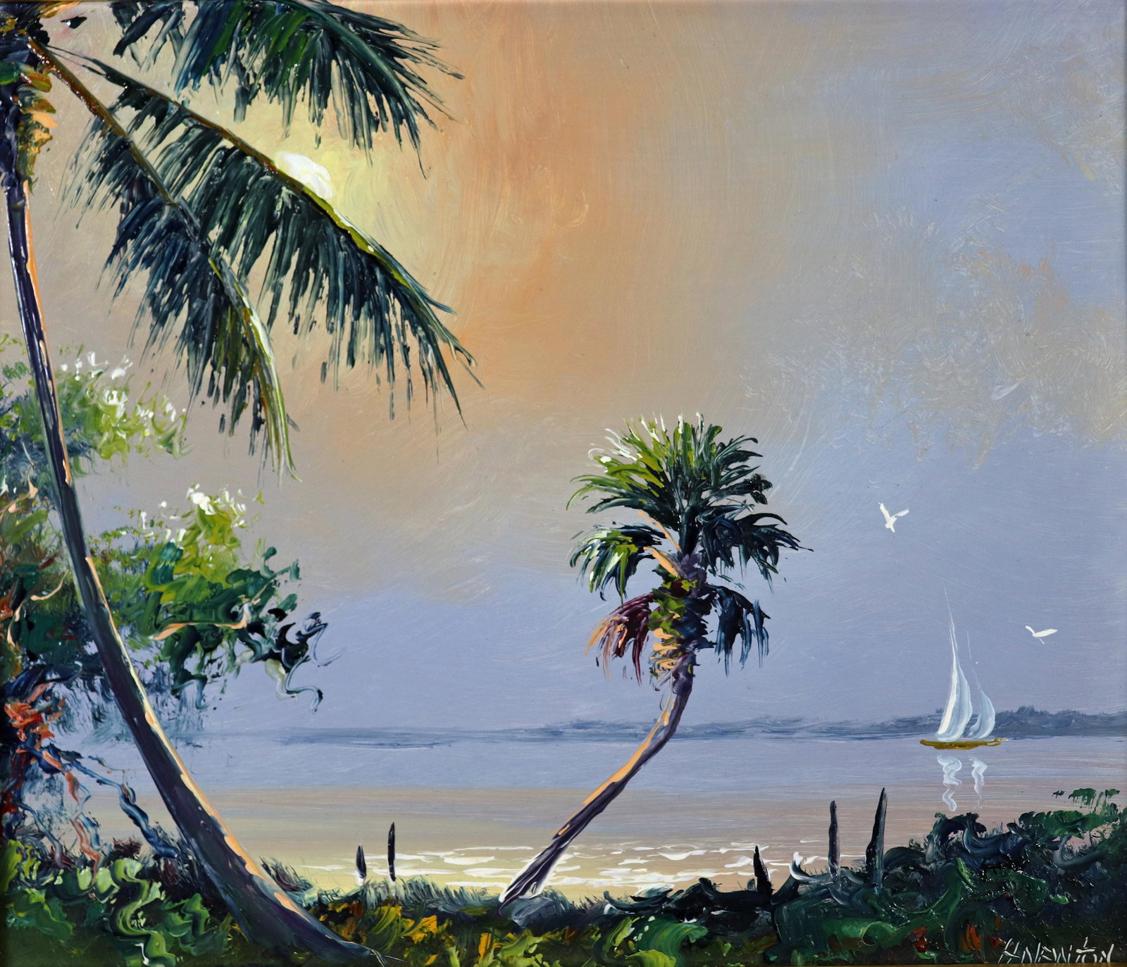 HAROLD NEWTON RIVER SAILING HIGHWAYMEN PAINTING (1 of 4)