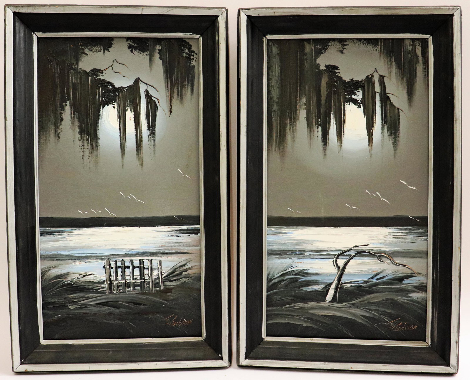 (2) JAMES GIBSON NIGHT RIVER PAINTINGS (1 of 6)