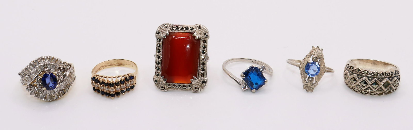 (6) VINTAGE GOLD & STERLING DIAMOND GEMSTONE RINGS (1 of 4)
