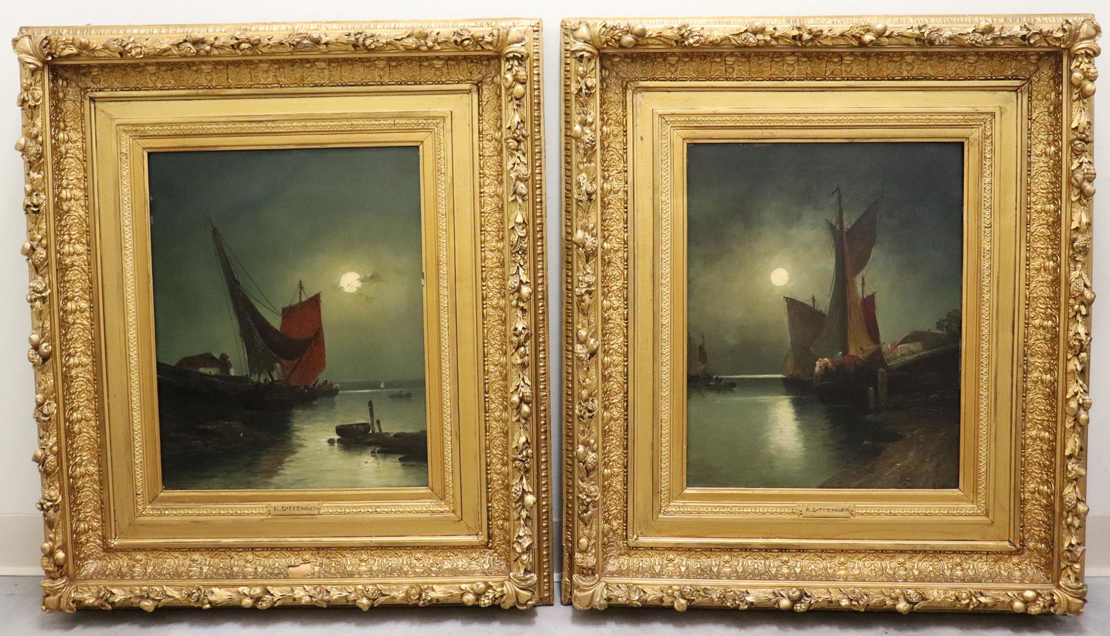 (2) RUDOLF GIFFINGER DUTCH SAILBOAT PAINTINGS (1 of 10)