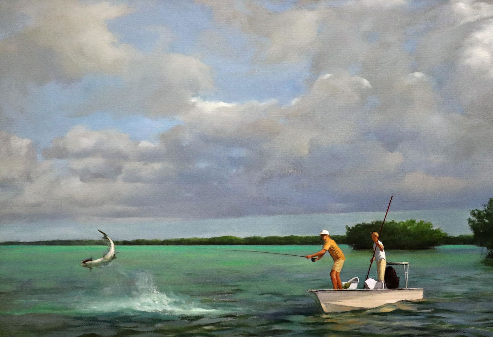 DAVID NOLL "TARPON FISHING" PAINTING (1 of 5)