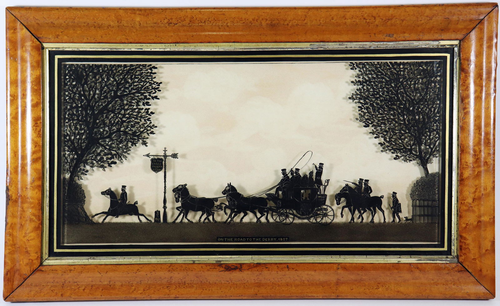 ENGLISH VICTORIAN ROAD TO DERBY REVERSE PAINTING (1 of 3)