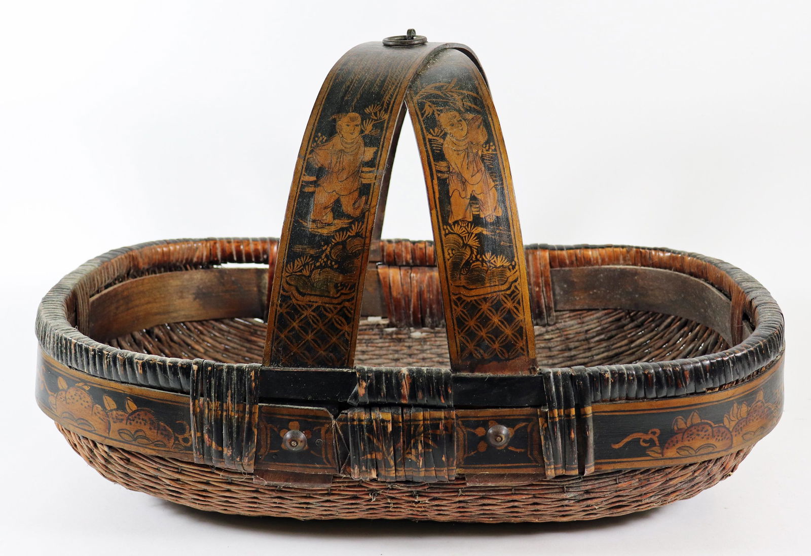 CHINESE BAMBOO BABY BASSINET BASKET (1 of 2)