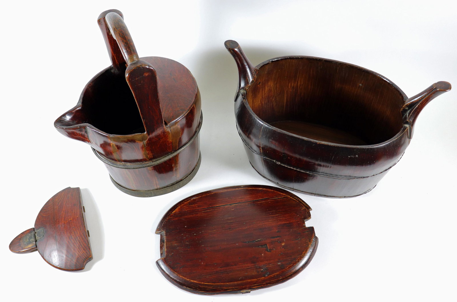 ANTIQUE CHINESE WOOD GRAIN & WATER CONTAINERS (1 of 2)