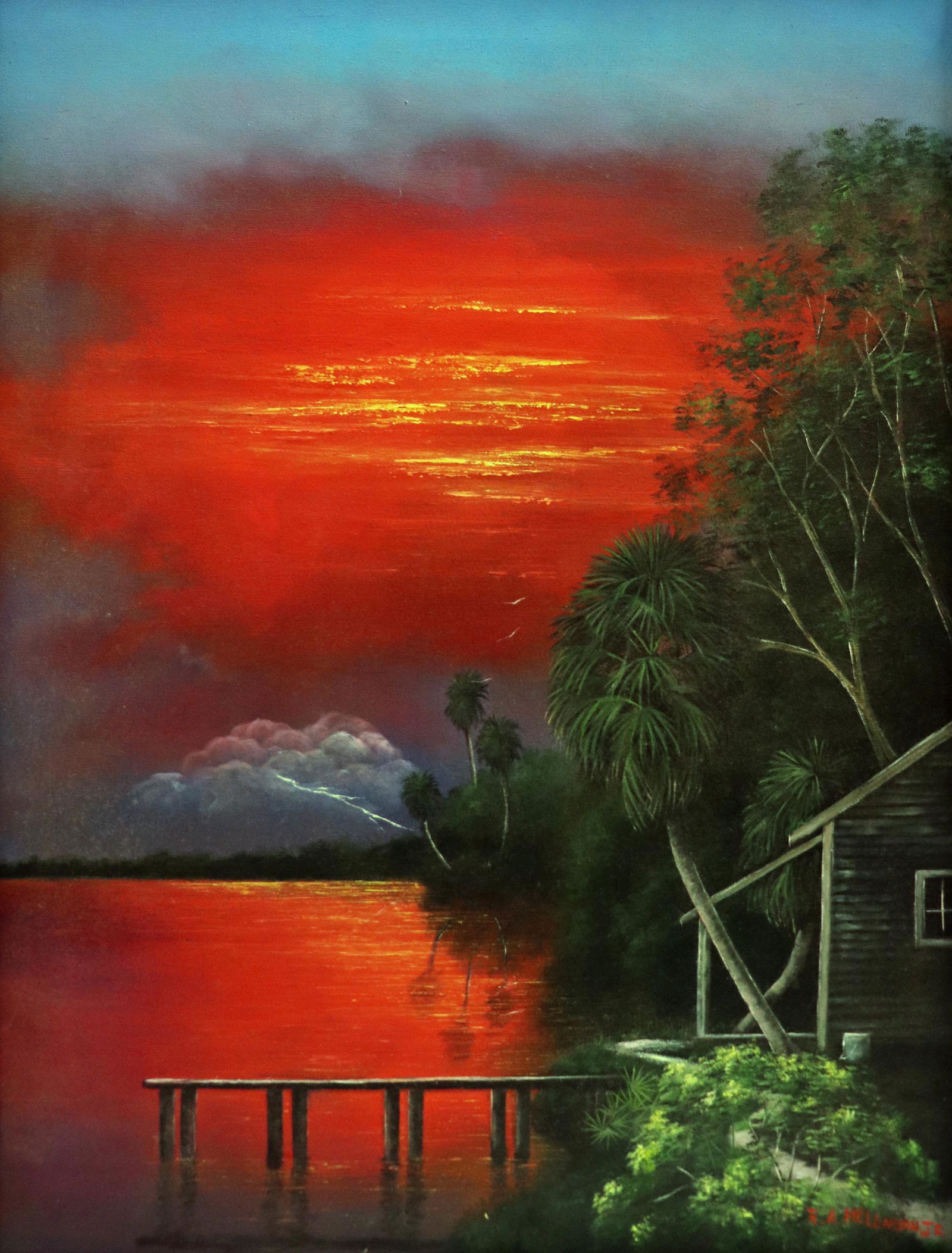 ROY MCLENDON JR. RIVER SUNSET PAINTING (1 of 5)