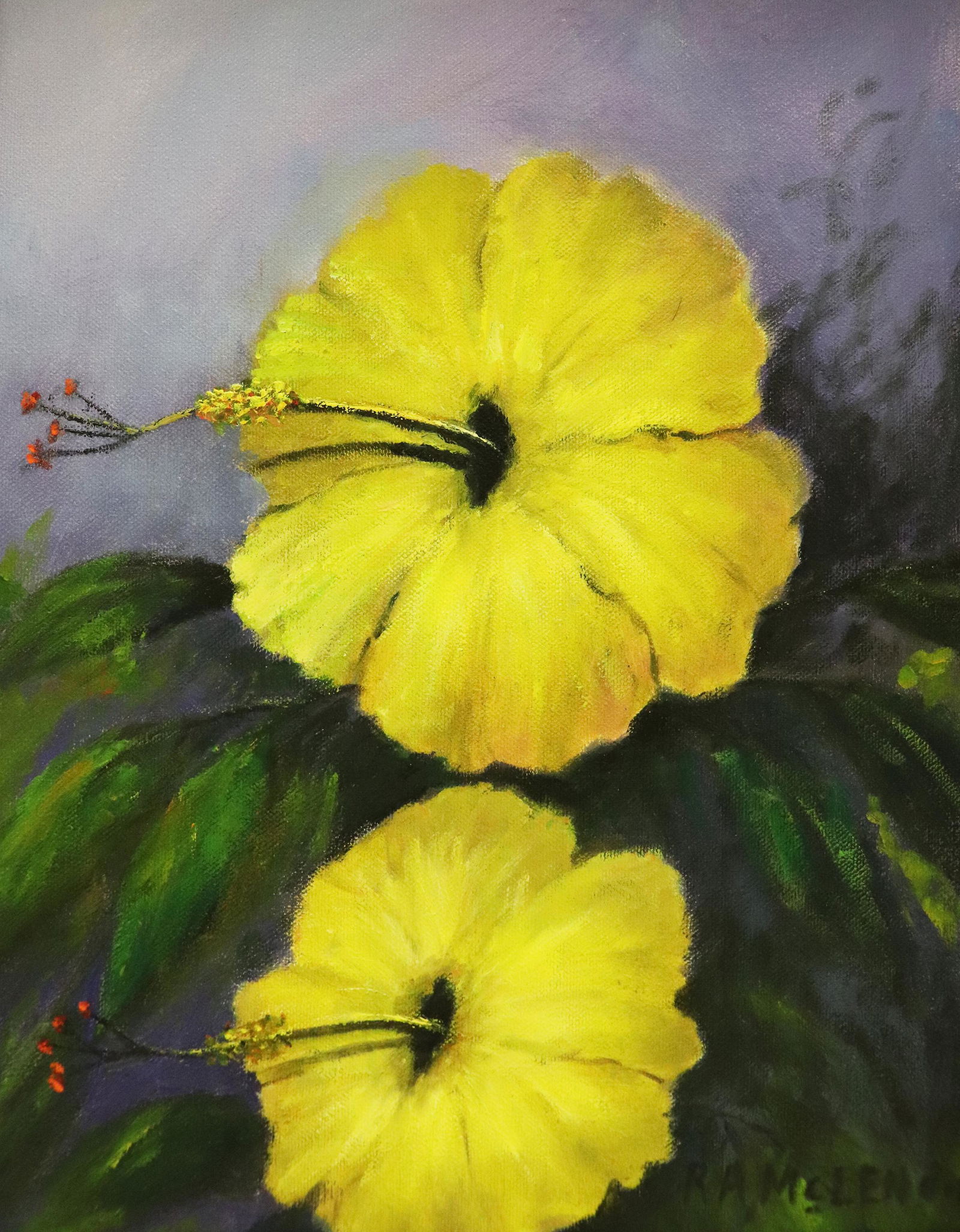 ROY MCLENDON YELLOW HIBISCUS HIGHWAYMEN PAINTING (1 of 4)