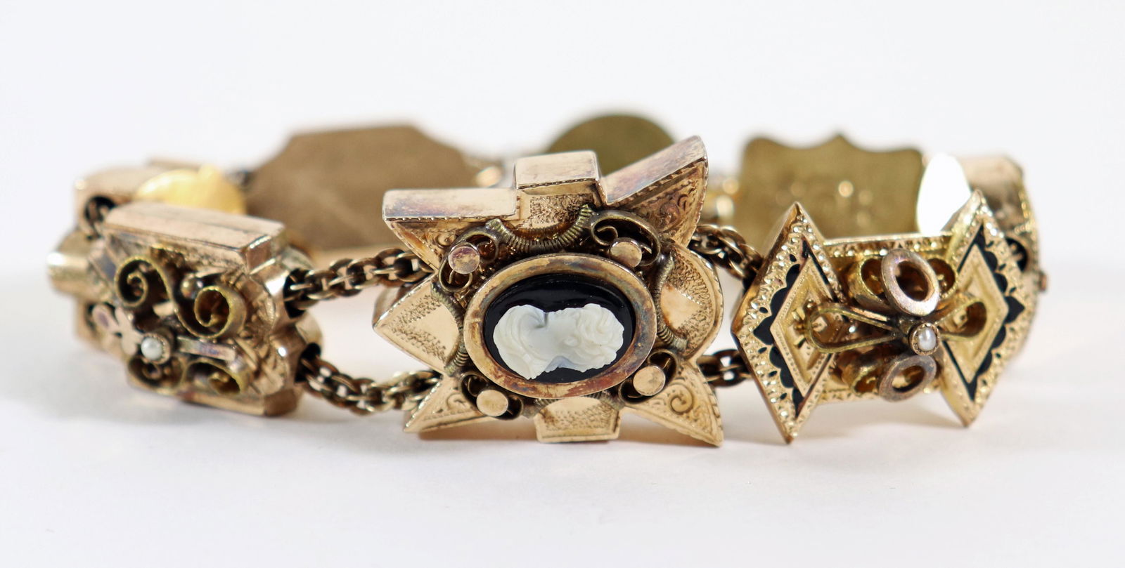 14K GOLD VICTORIAN SLIDE CHARM BRACELET (1 of 4)