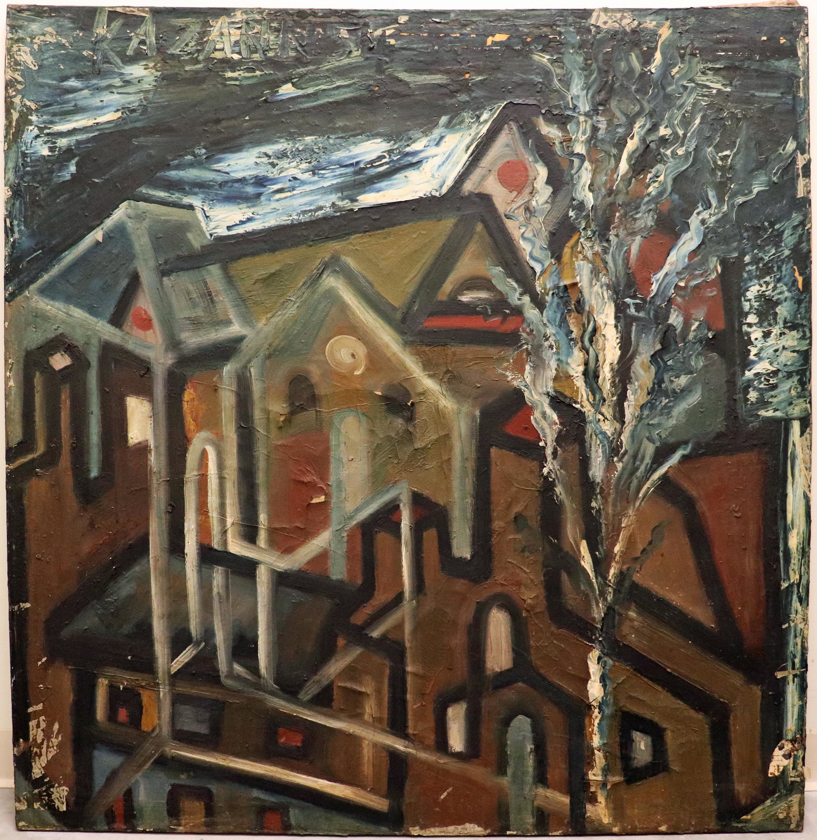 JOHN KAZANN 1954 CITY PAINTING (1 of 5)