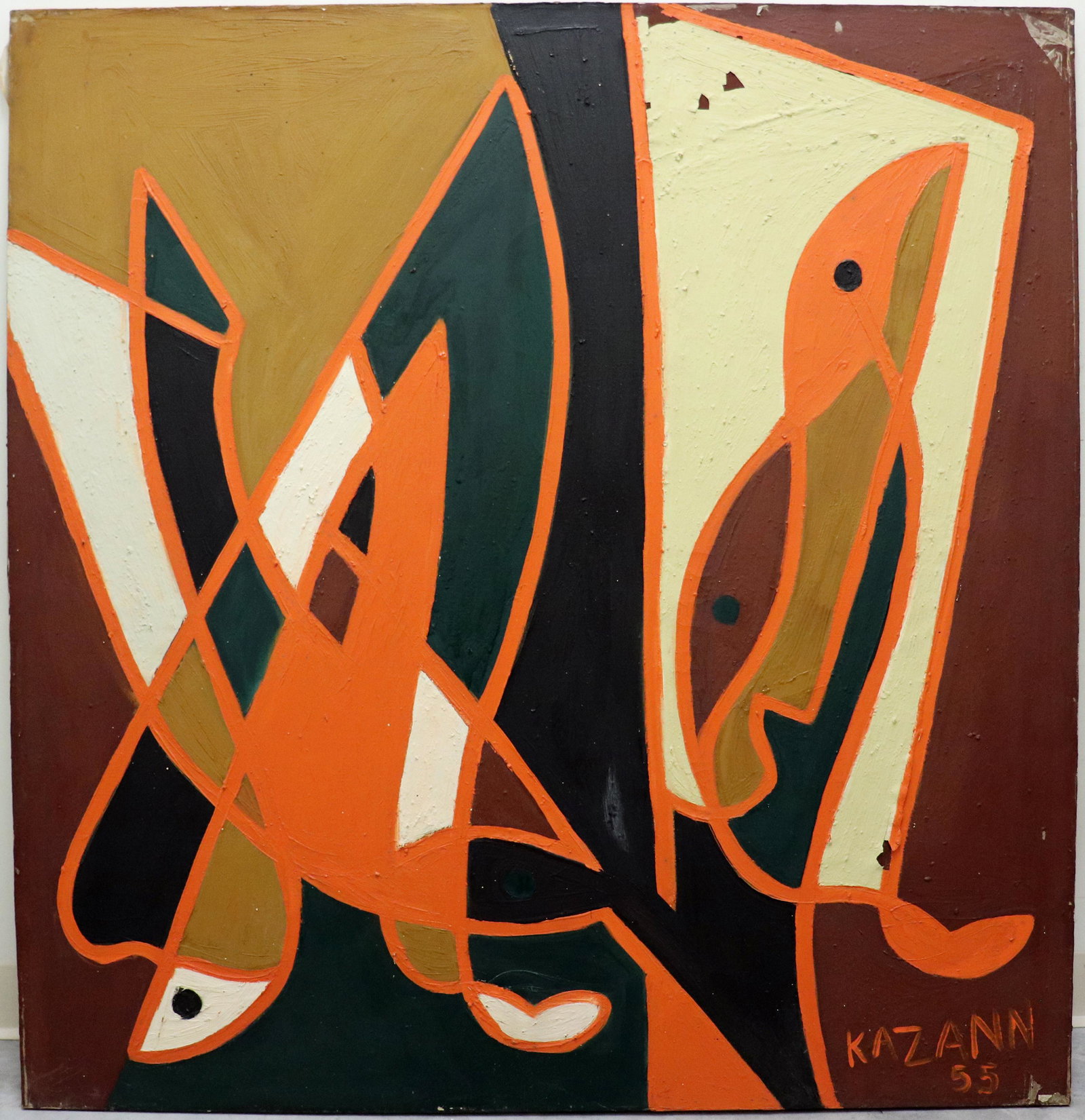 JOHN KAZANN 1955 ABSTRACT PAINTING (1 of 5)