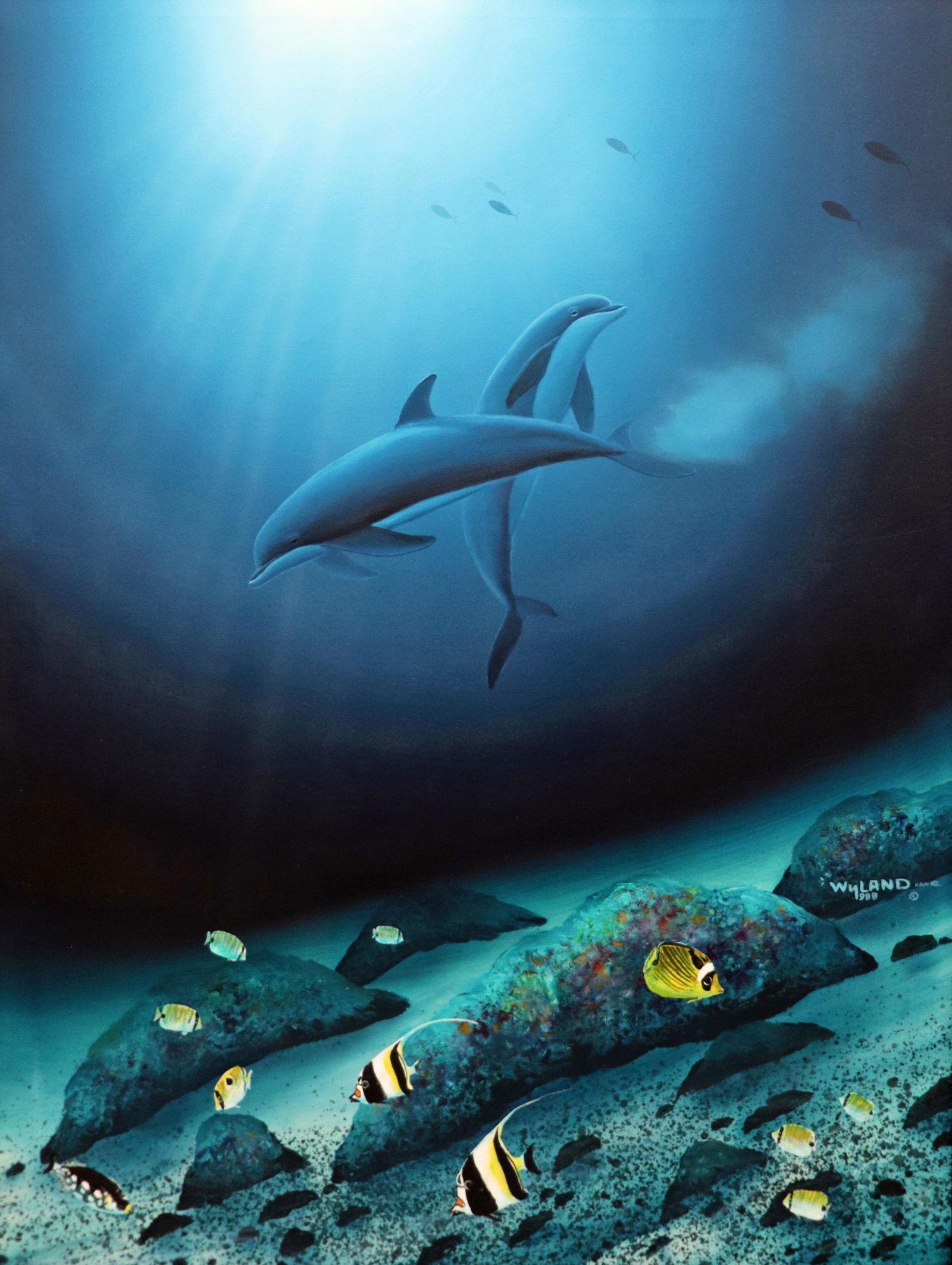 ROBERT WYLAND OCEAN DOLPHINS PAINTING (1 of 10)
