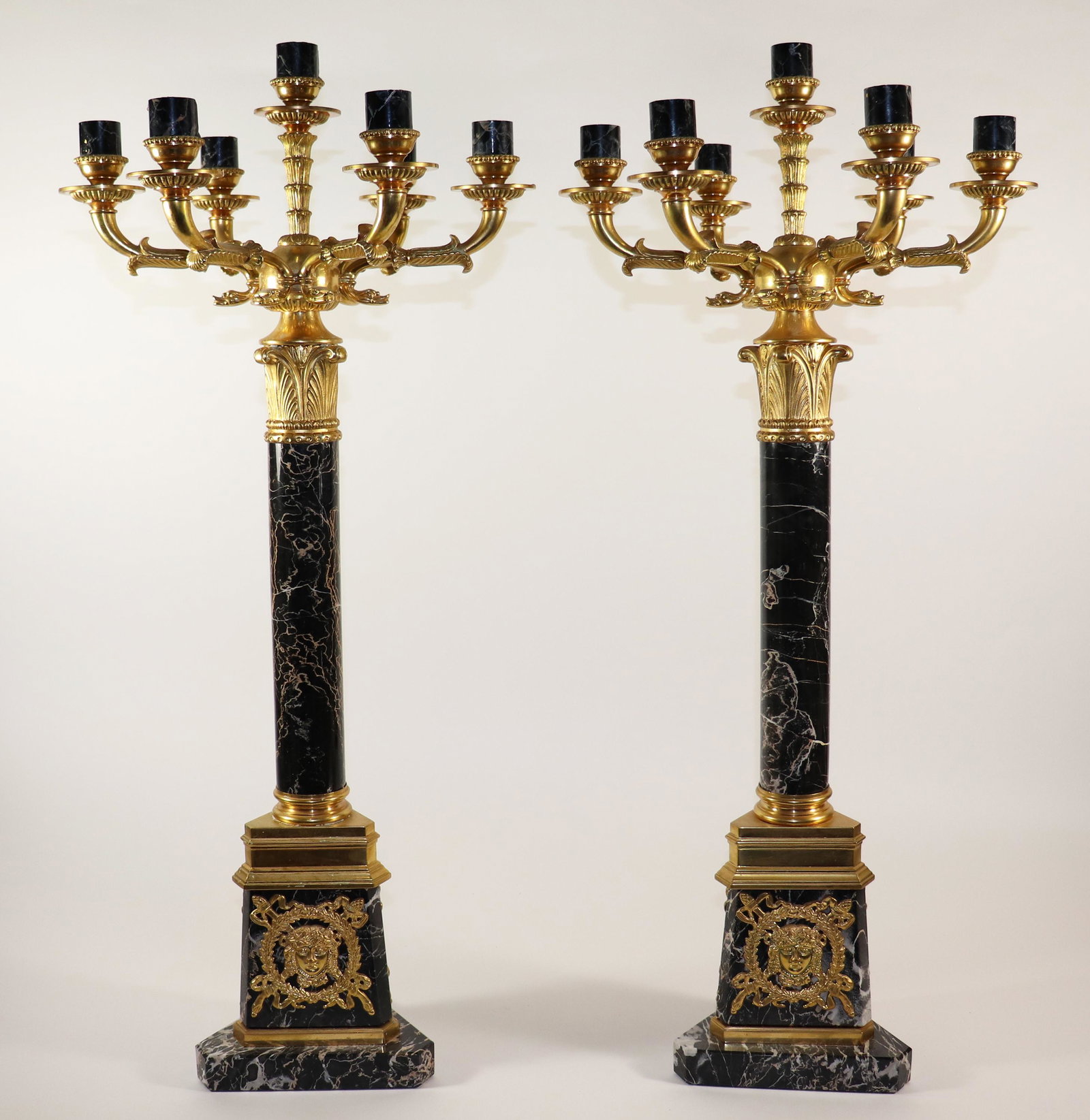 (2) FRENCH MARBLE 7 LIGHT MEDUSA CANDELABRAS (1 of 4)