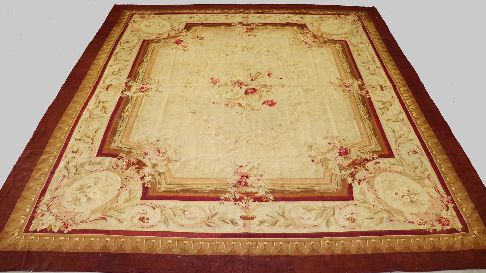 LARGE AUBUSSON RUG 13' 2" X 14' 4" (1 of 9)