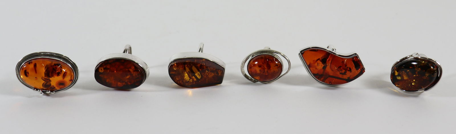 (6) BALTIC AMBER STERLING SILVER RINGS (1 of 4)