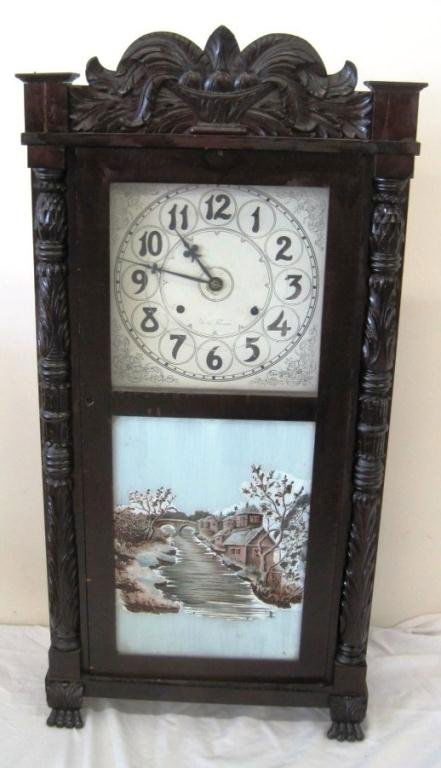 SETH THOMAS EIGHT DAY CLOCK: 36 1/2" TALL, 17 3/4" WIDE.