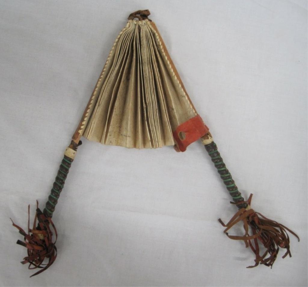 NORTHWEST TRIBE SEAL SKIN DANCE FAN: 14" LONG.
