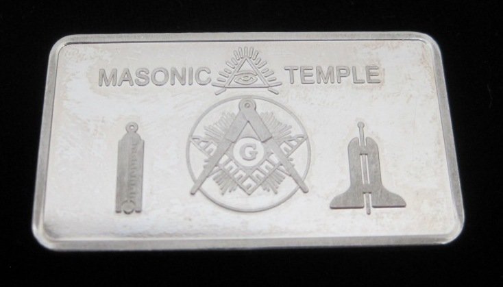 .999 SILVER BAR (MASONIC TEMPLE)