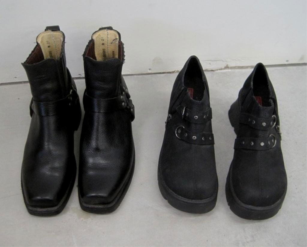 TWO PAIRS OF HARLEY DAVIDSON SHOES: SIZE 10