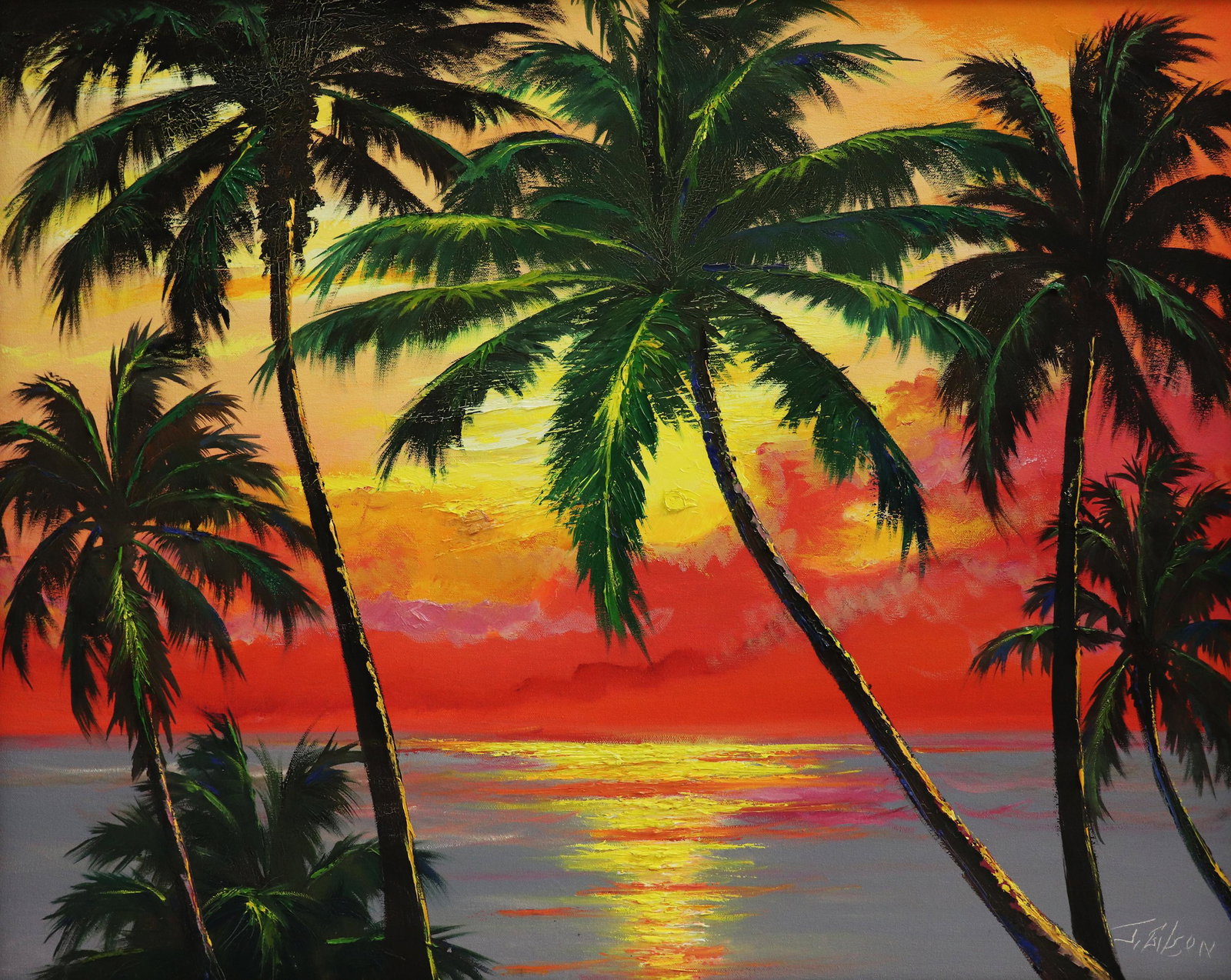 JAMES GIBSON TROPICAL SUNSET HIGHWAYMEN PAINTING (1 of 5)
