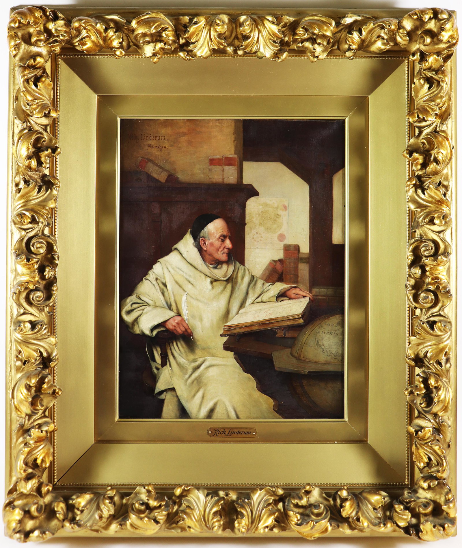 RICHARD LINDERUM MONK WRITING PAINTING (1 of 8)