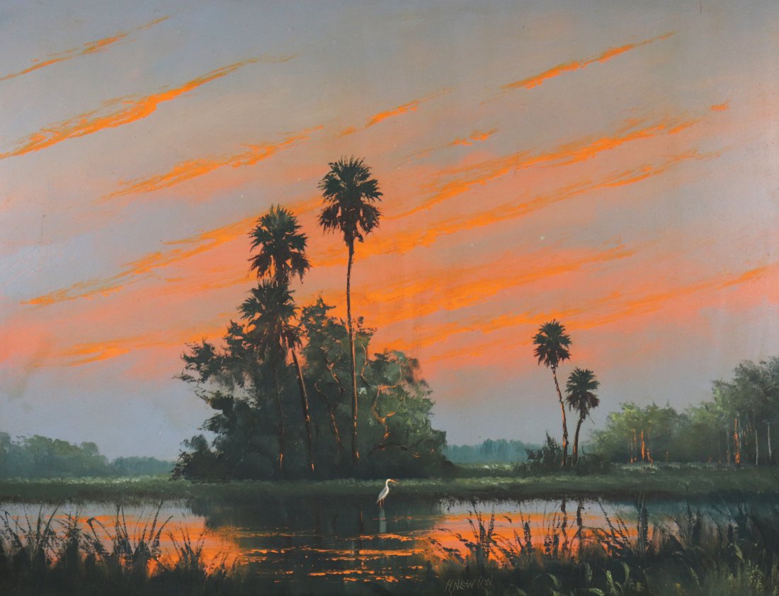 Harold Newton Firesky Sunset Highwaymen Painting Auction