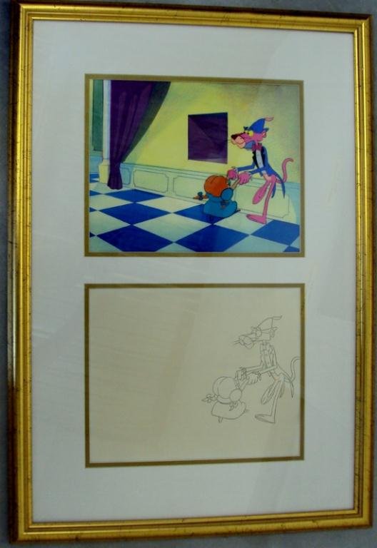 PINK PANTHER ANIMATION CELL: Sketch and Picture Measure 9 1/4" x 11 1/4"