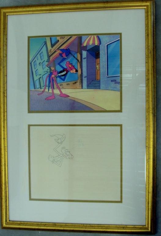 PINK PANTHER ANIMATION CELL: Sketch and Picture Measure 9 1/4" x 11 1/4"