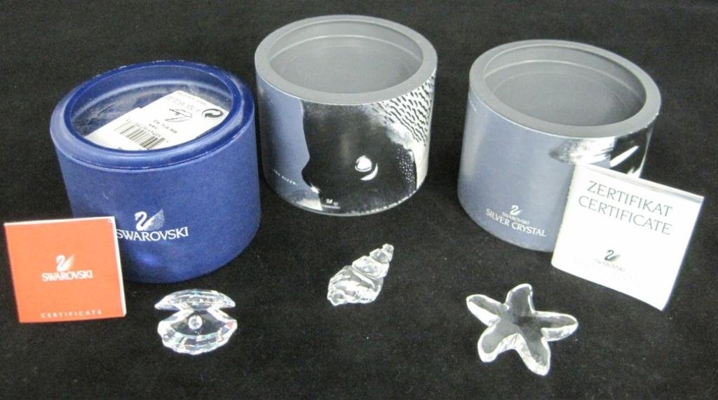 (3) SWAROVSKI SEA CREATURES: Starfish, Clam, Seashell. 3 Boxes, 2 Certs.