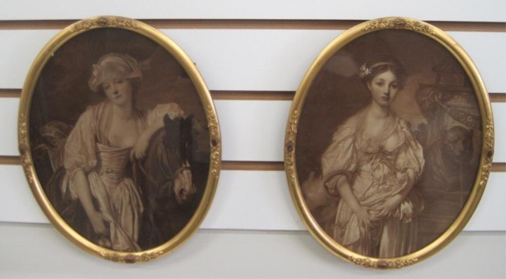 PAIR JEAN BAPTISTE GREUGE PRINTS: In antique frames measuring 8 1/2" x 10 1/2"