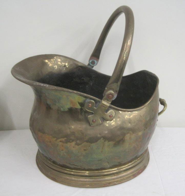 26 ANTIQUE BRASS & COPPER COAL SCUTTLE BUCKET
