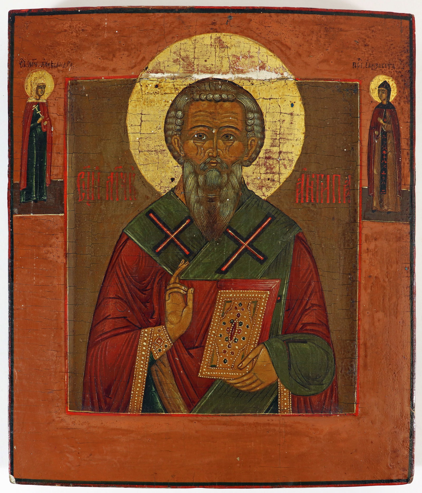 19th CENTURY WOOD RUSSIAN ICON - ST ANTIPAS (1 of 3)