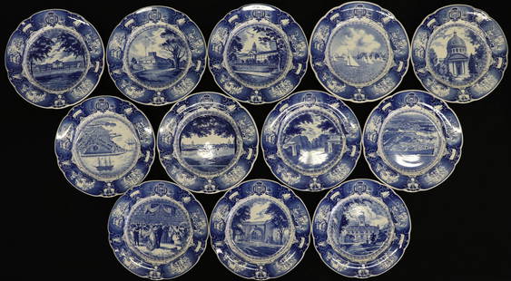 (12) WEDGWOOD NAVAL ACADEMY PLATES: Set of (12) Wedgwood blue and white United States Naval Academy plates. 10.25" wide.