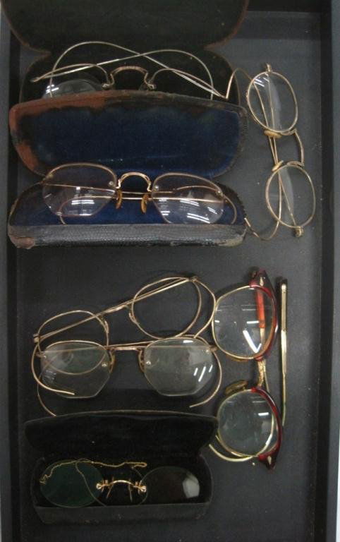 (7) ASSORTED ANTIQUE GOLD FILLED EYEGLASSES: 7 ANTIQUE GOLD FRAMED GLASSES.