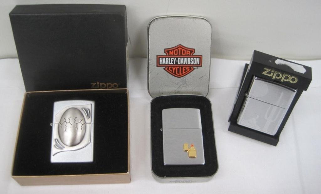 (3) ZIPPO LIGHTERS W/ BOXES