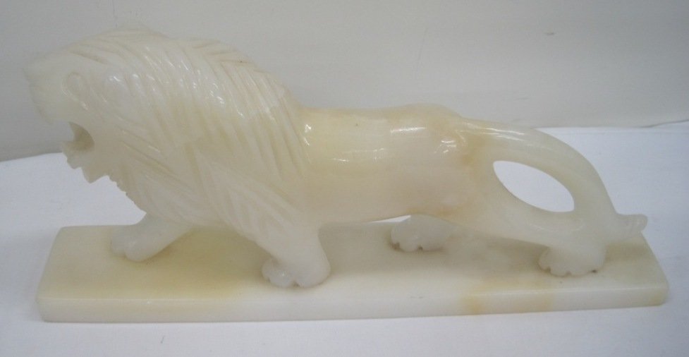 ALABASTER LION: 7" Tall 16" Wide.