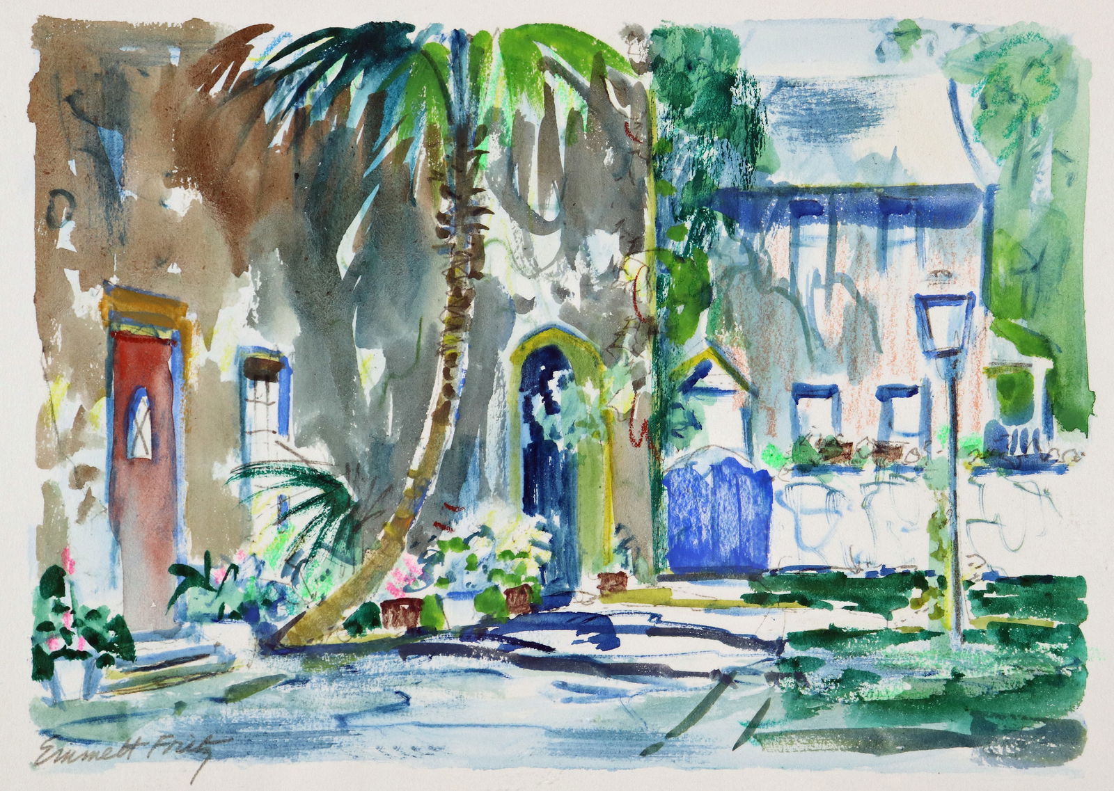 EMMETT FRITZ ST. AUGUSTINE COURTYARD WATERCOLOR (1 of 3)