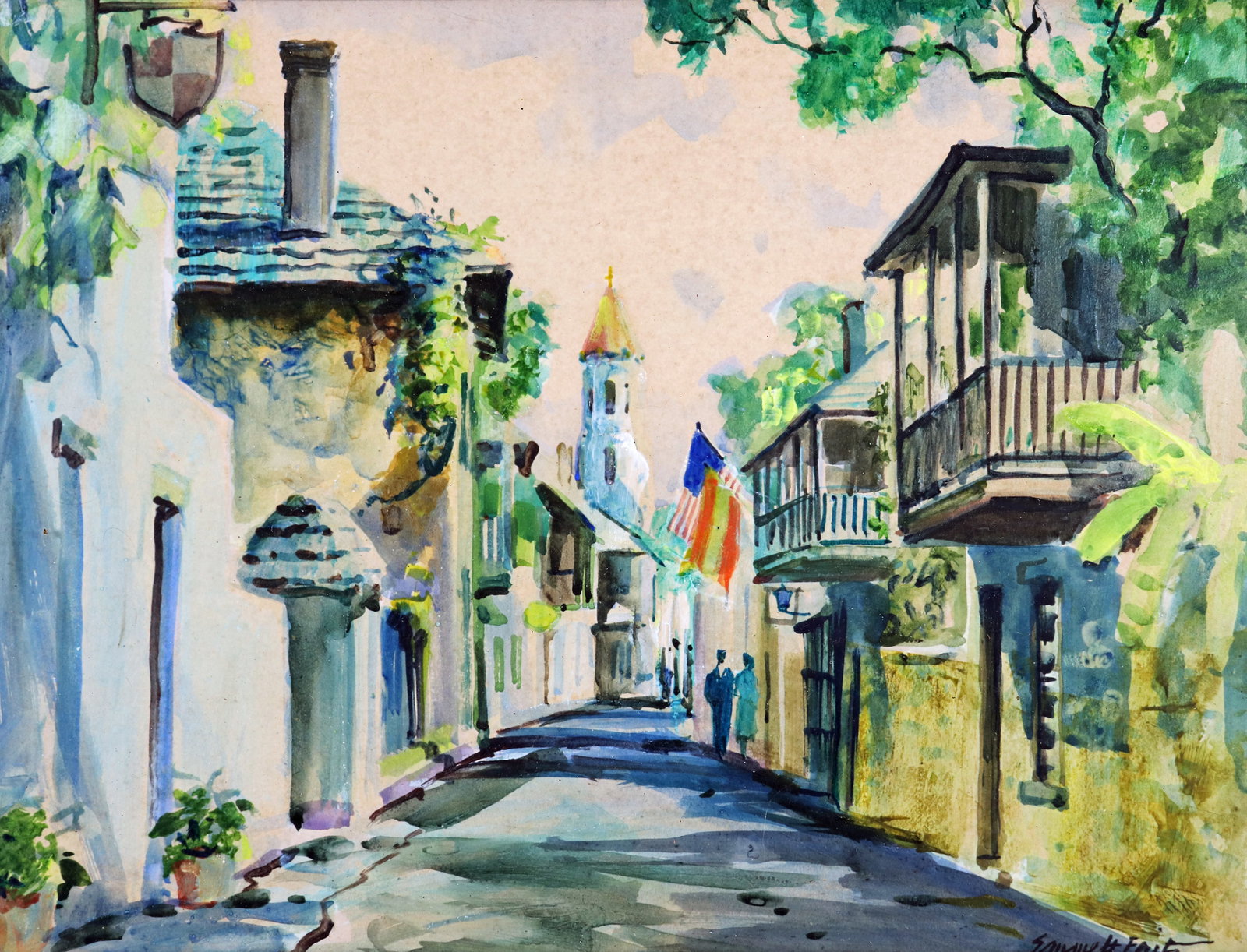 EMMETT FRITZ ST. GEORGE STREET WATERCOLOR PAINTING (1 of 5)