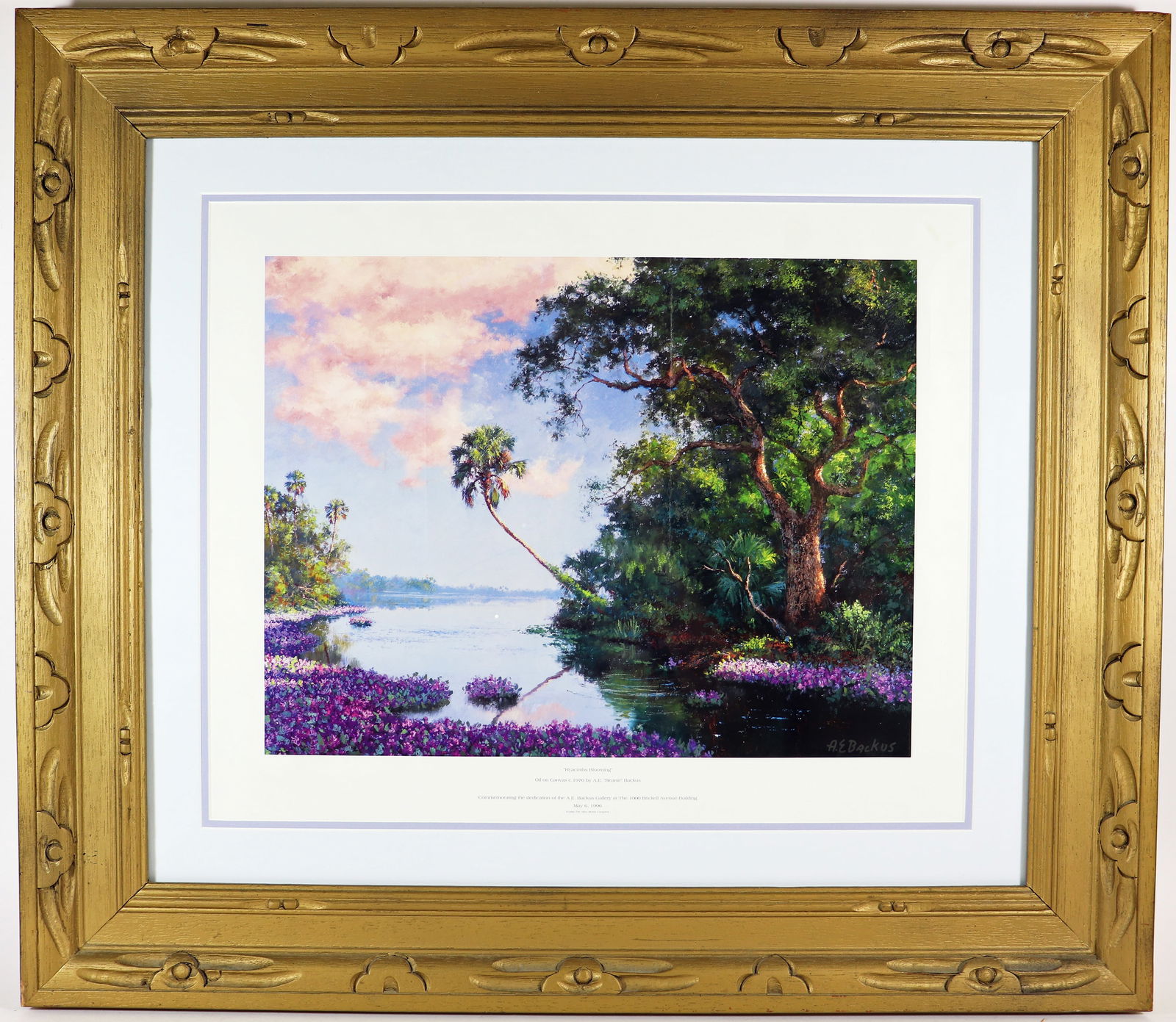 A.E. BACKUS HYACINTHS BLOOMING LITHOGRAPH (1 of 2)