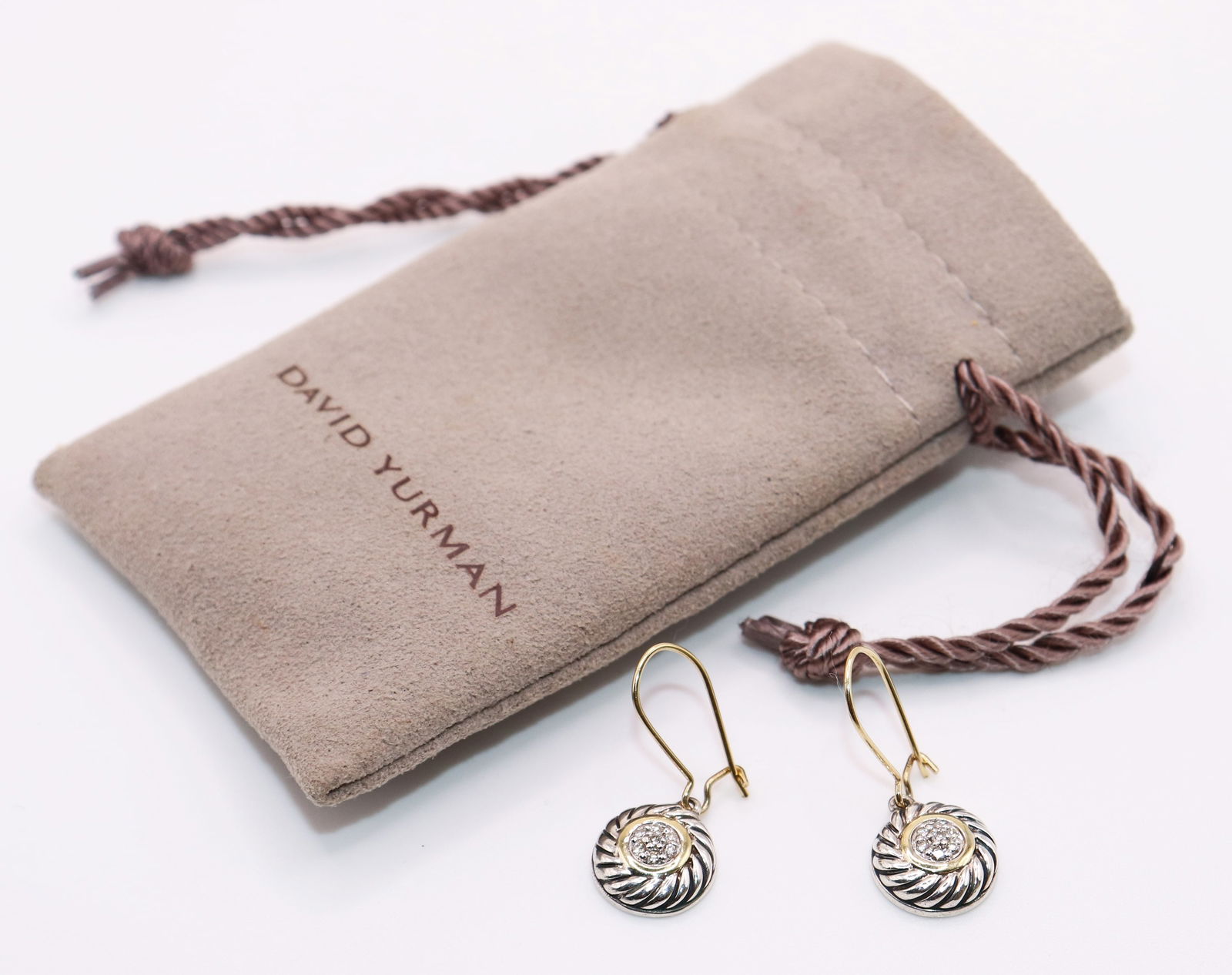 DAVID YURMAN 18K STERLING & DIAMOND EARRINGS (1 of 3)