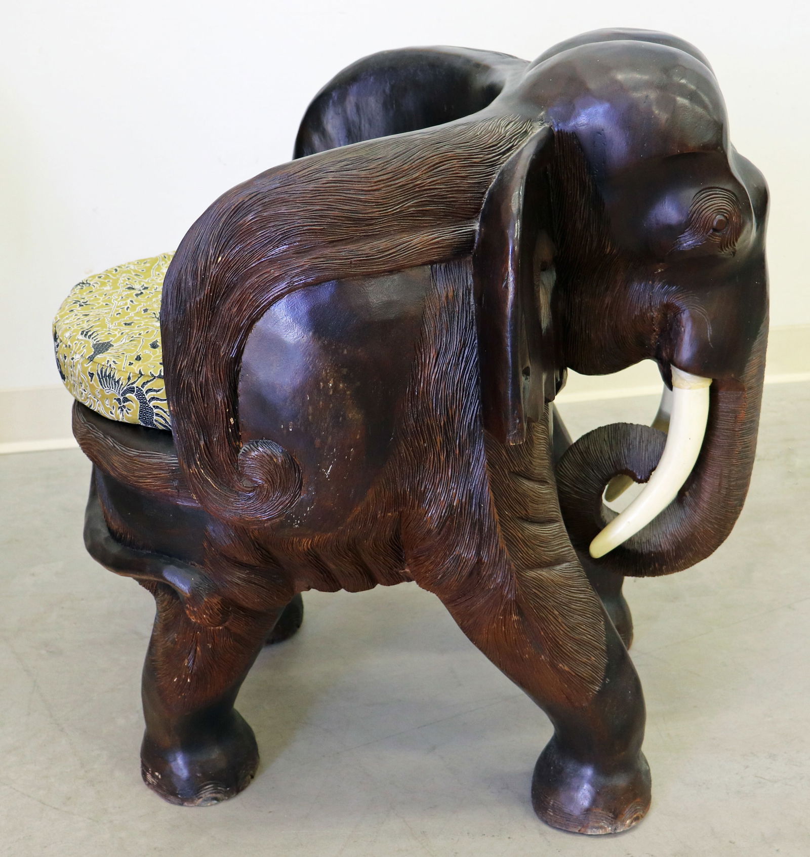 CARVED WOOD ELEPHANT CHAIR (1 of 5)