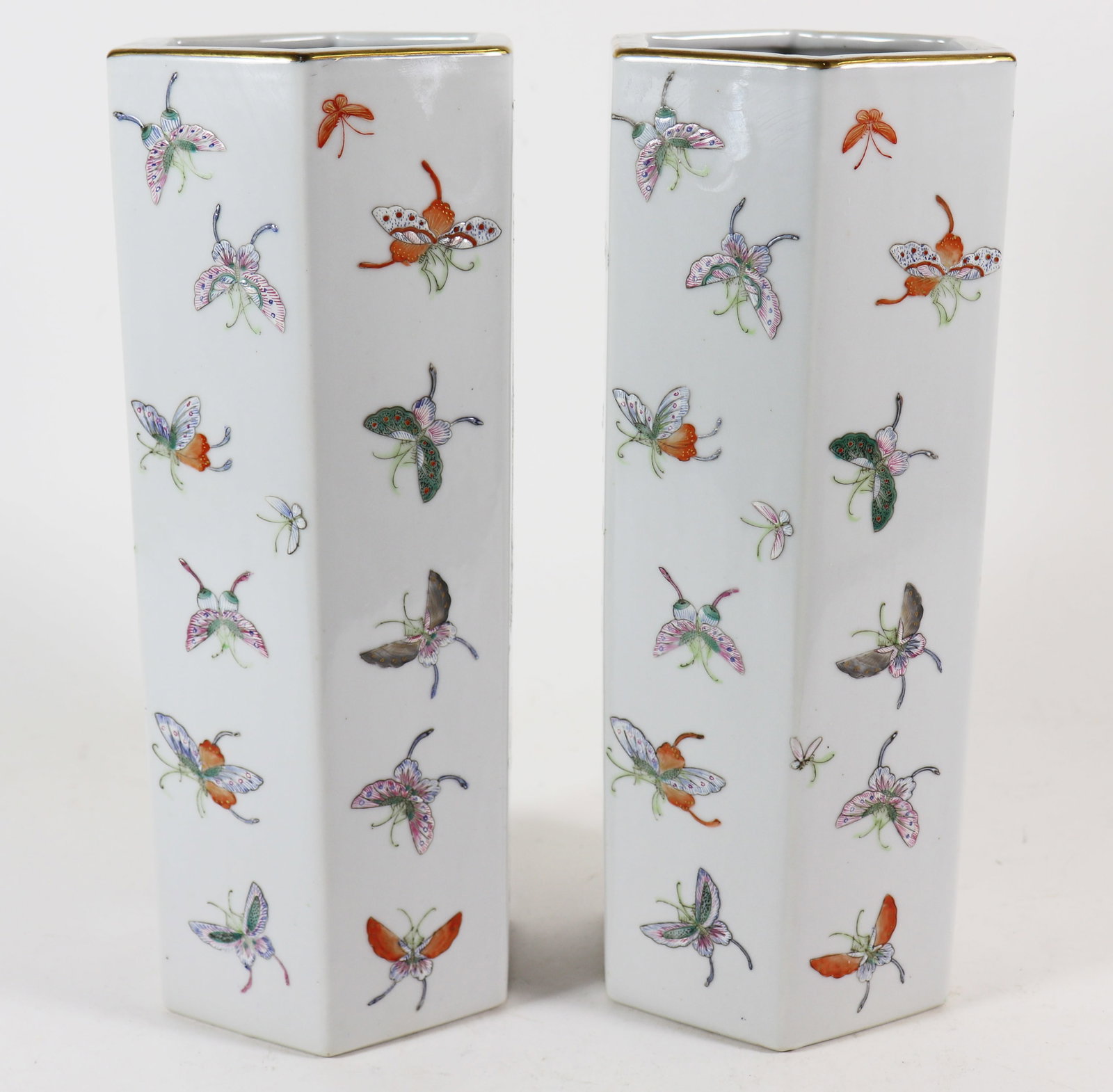 (2) CHINESE FAMILLE ROSE '"BUTTERFLY" VASES (1 of 3)