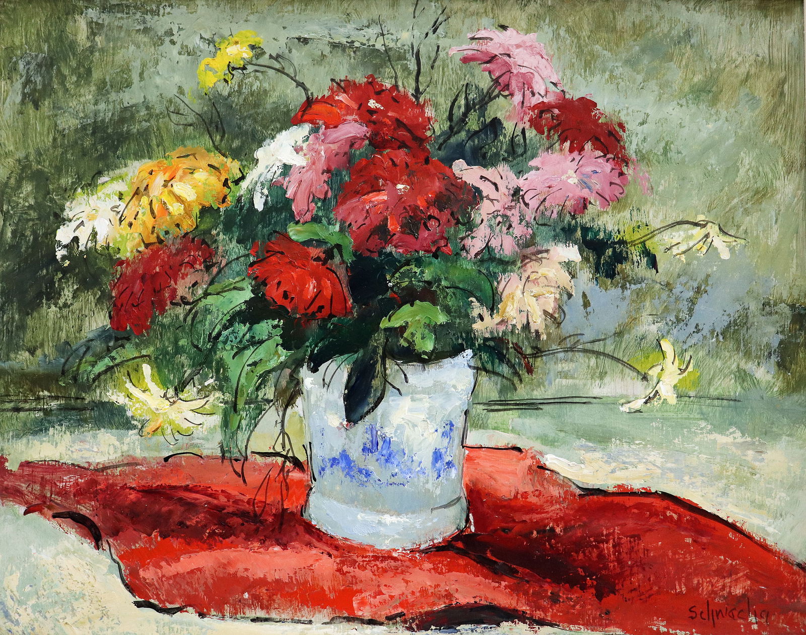 GEORGE SCHWACHA STILL LIFE FLOWERS PAINTING (1 of 5)