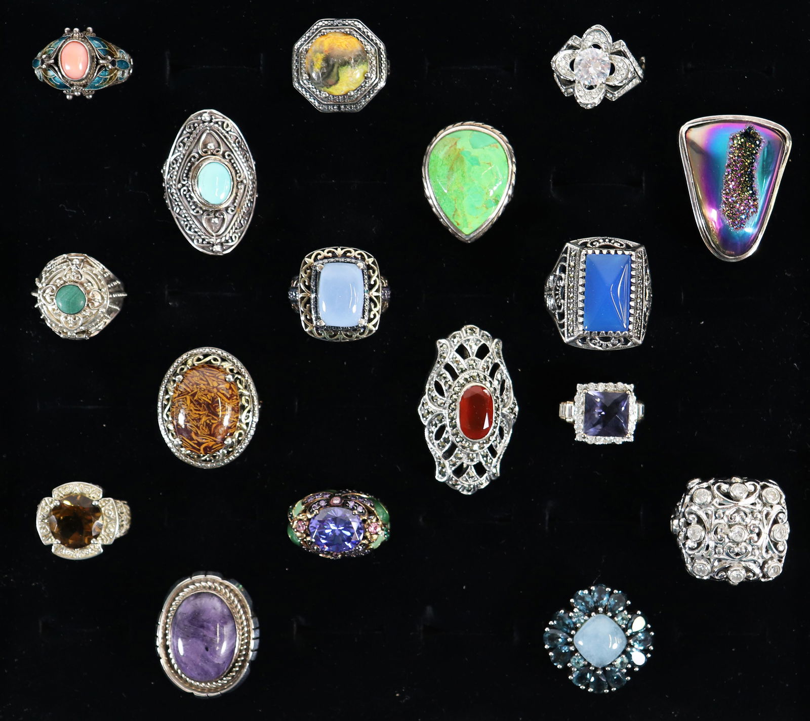 (17) STERLING SILVER GEMSTONE RINGS (1 of 7)